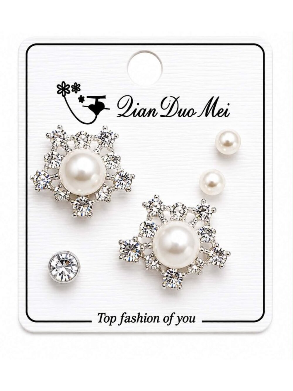 Elegant Pearl & Crystal Earring Set